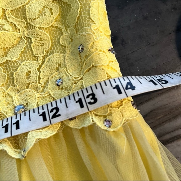 Vintage Ann’s Vogue Shop Cincinnati Yellow Princess Gown Lace Chiffon S/M 1960s - Picture 8 of 10
